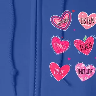 Valentine Teacher Conversation Hearts Teacher Vday Clothes Gift Full Zip Hoodie