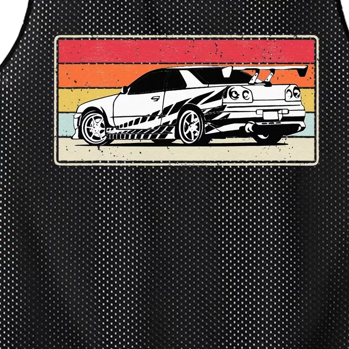 Vintage Tuner Car Skyline Graphic Retro Racing Drift Car Mesh Reversible Basketball Jersey Tank