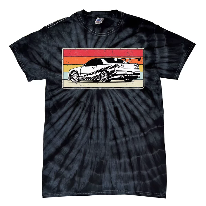 Vintage Tuner Car Skyline Graphic Retro Racing Drift Car Tie-Dye T-Shirt