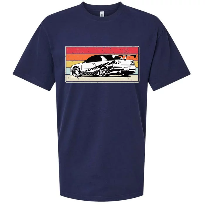 Vintage Tuner Car Skyline Graphic Retro Racing Drift Car Sueded Cloud Jersey T-Shirt