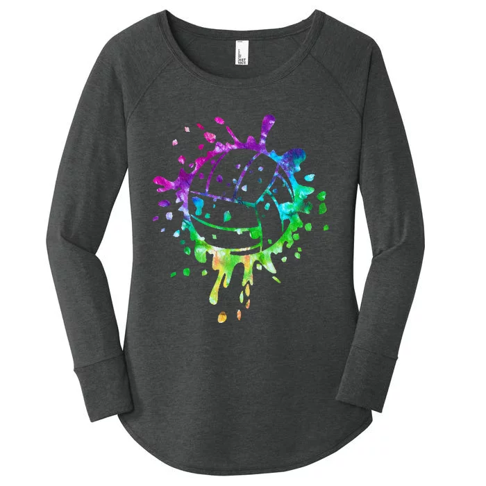 Volleyball Tie Dye Distressed Ball Women's Perfect Tri Tunic Long Sleeve Shirt