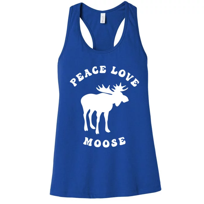 Vintage Tie Dye Peace Love Moose Lover Silhouette Retro Font Great Gift Women's Racerback Tank