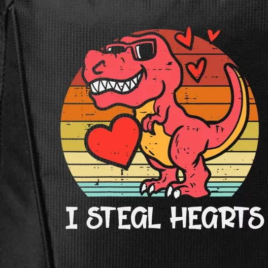 Valentines Trex Dino I Steal Hearts Retro Boy City Backpack