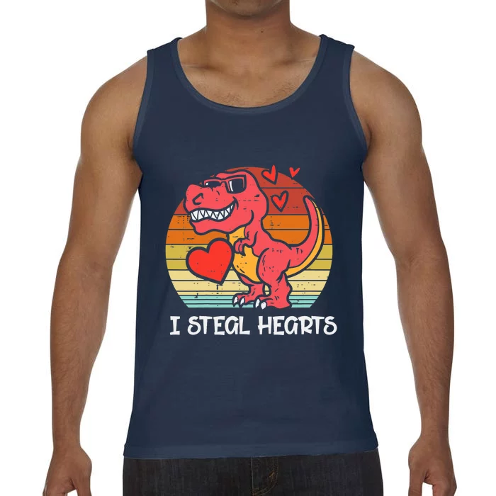 Valentines Trex Dino I Steal Hearts Retro Boy Comfort Colors® Tank Top