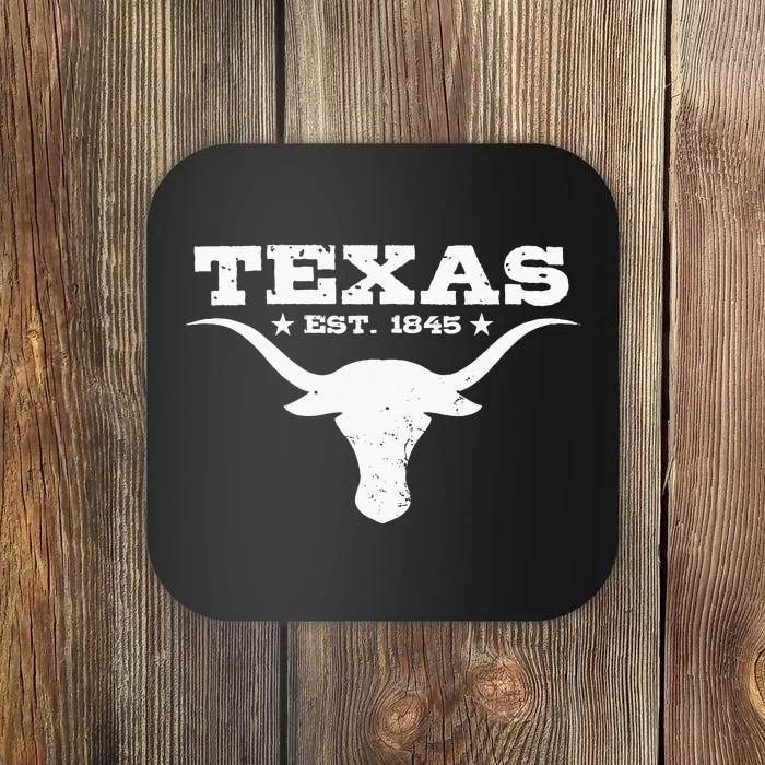 Vintage Texas Distressed Est. 1845 Longhorn Bull Coaster