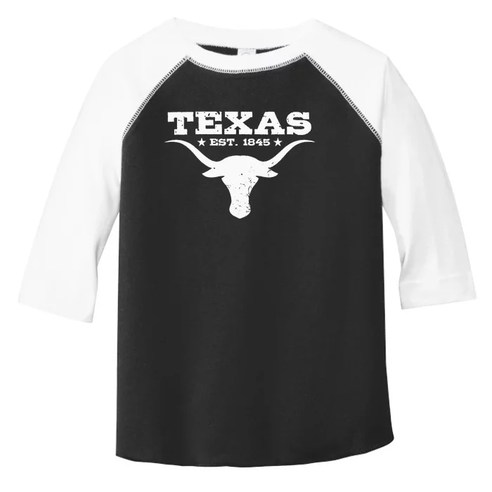 Vintage Texas Distressed Est. 1845 Longhorn Bull Toddler Fine Jersey T-Shirt