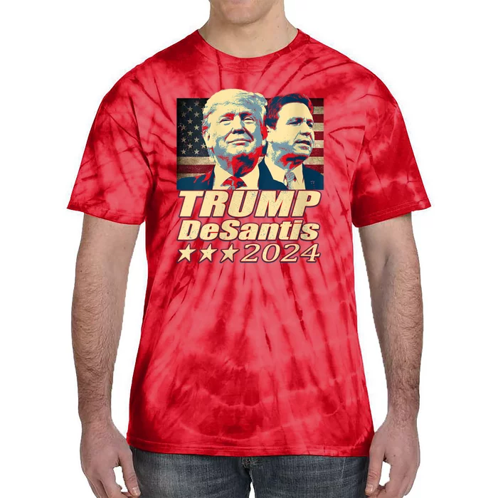 Vintage Trump Desantis 2024 The Freedom Ticket USA Flag Tie-Dye T-Shirt