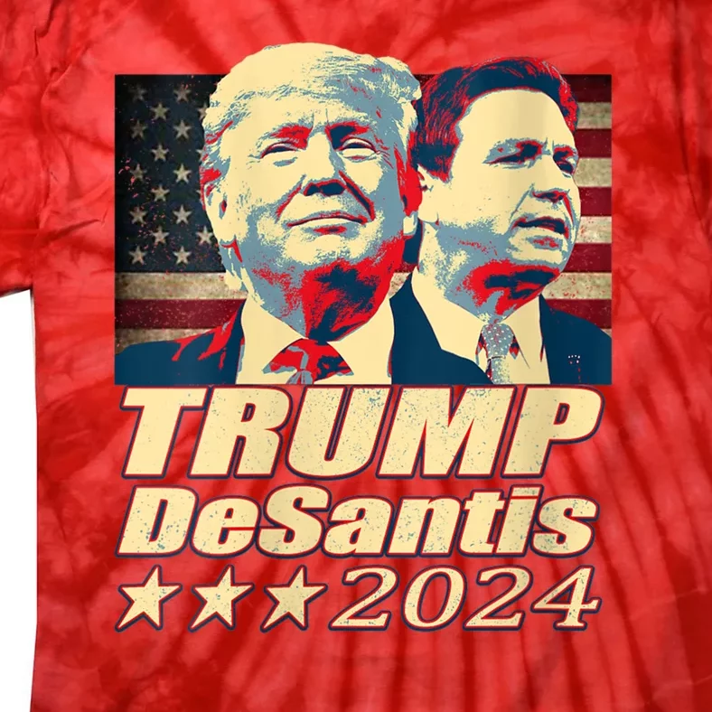 Vintage Trump Desantis 2024 The Freedom Ticket USA Flag Tie-Dye T-Shirt