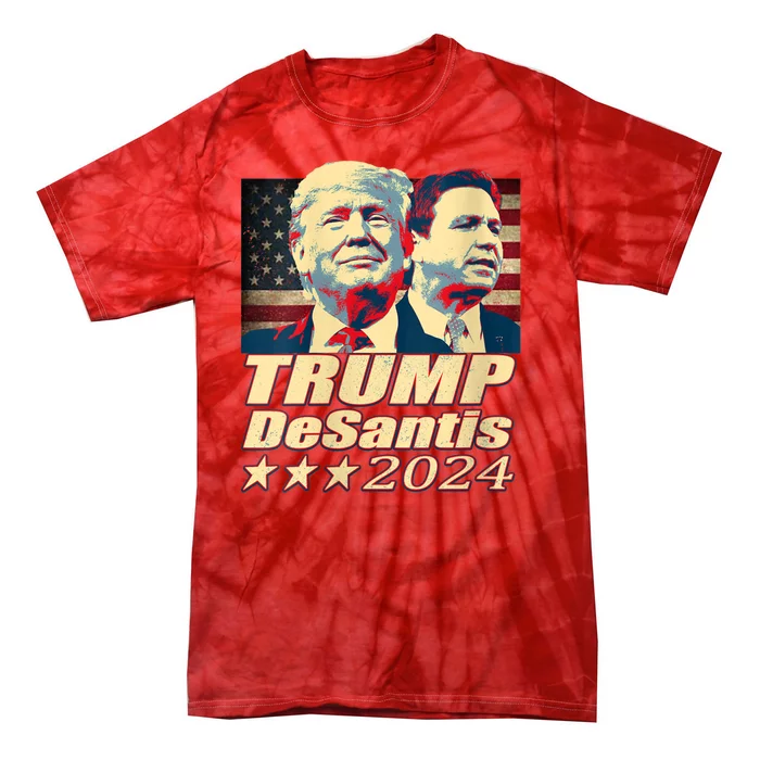 Vintage Trump Desantis 2024 The Freedom Ticket USA Flag Tie-Dye T-Shirt