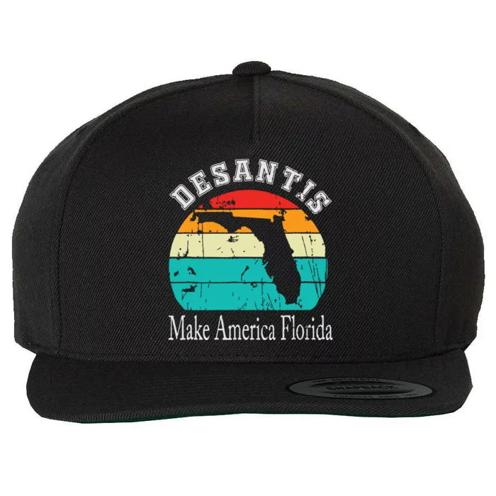 Vintage Trump DeSantis 2024 Election Make America Florida Wool Snapback Cap