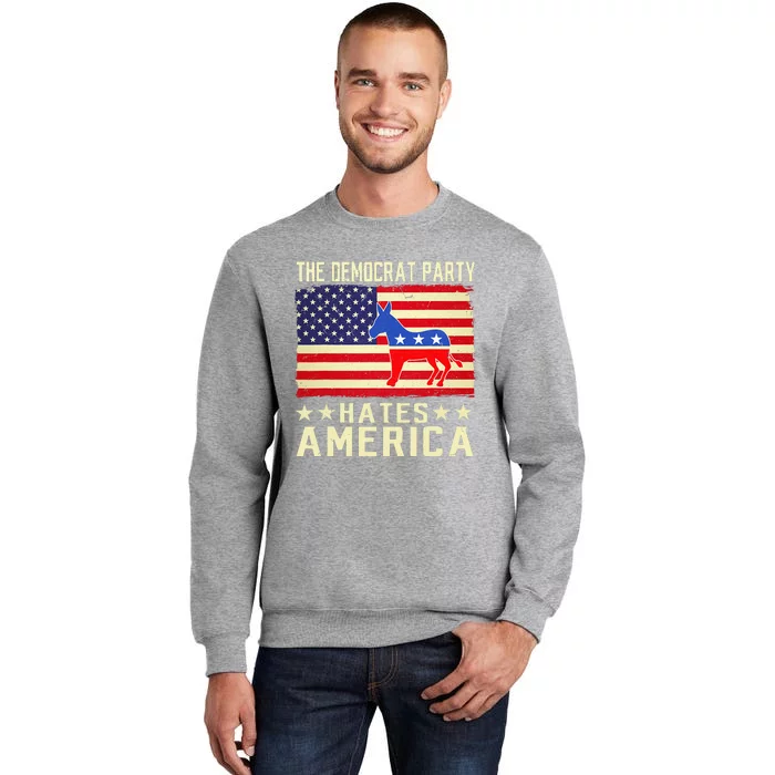 vintage The Democrat Party Hates America Donkey Tall Sweatshirt