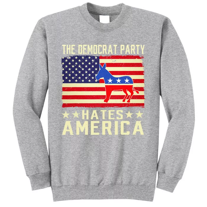 vintage The Democrat Party Hates America Donkey Tall Sweatshirt