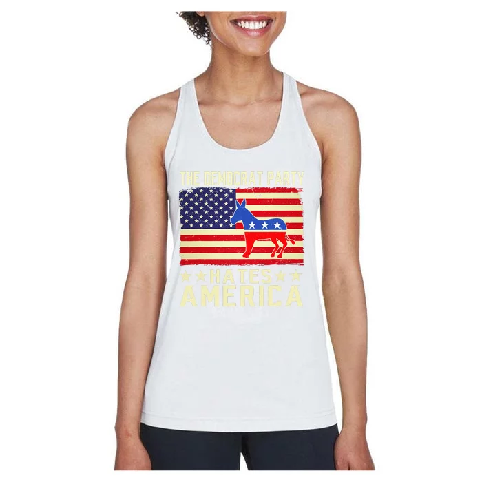 vintage The Democrat Party Hates America Donkey Women's Racerback Tank