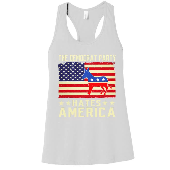 vintage The Democrat Party Hates America Donkey Women's Racerback Tank