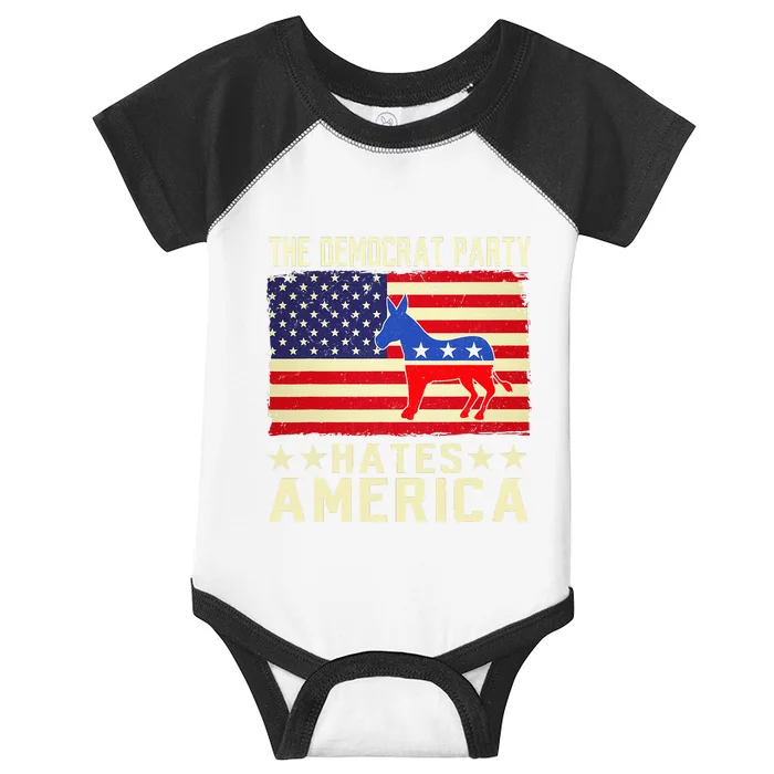 vintage The Democrat Party Hates America Donkey Infant Baby Jersey Bodysuit