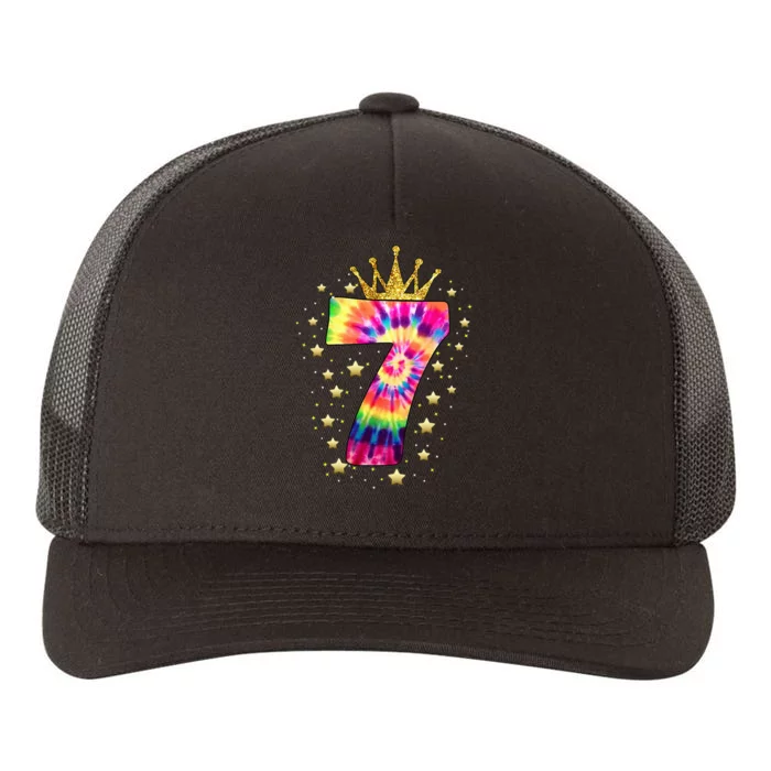 Vibrant Tie Dye 7th Birthday Celebration for a 7 YearOld Yupoong Adult 5-Panel Trucker Hat