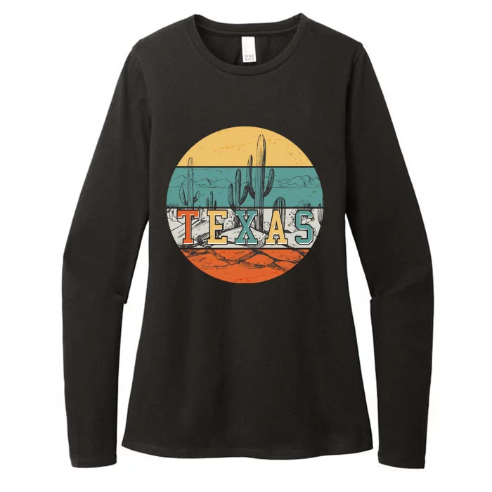 VIntage Texas Desert Cactus Emblem Womens CVC Long Sleeve Shirt