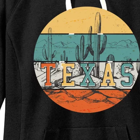 VIntage Texas Desert Cactus Emblem Women's Fleece Hoodie