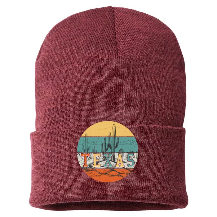 VIntage Texas Desert Cactus Emblem Sustainable Knit Beanie