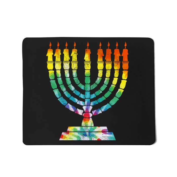 Vintage Tie Dye Hanukkah Menorah Long Sleeve Mousepad