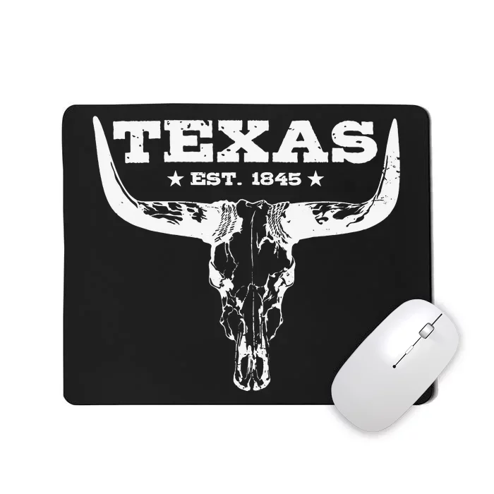 Vintage Texas Distressed Est. 1845 Longhorn Bull Mousepad