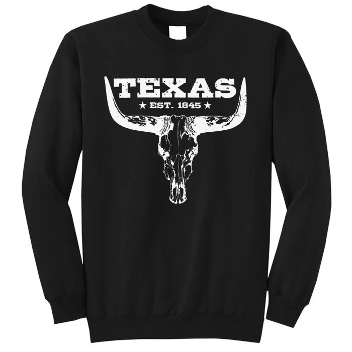 Vintage Texas Distressed Est. 1845 Longhorn Bull Tall Sweatshirt