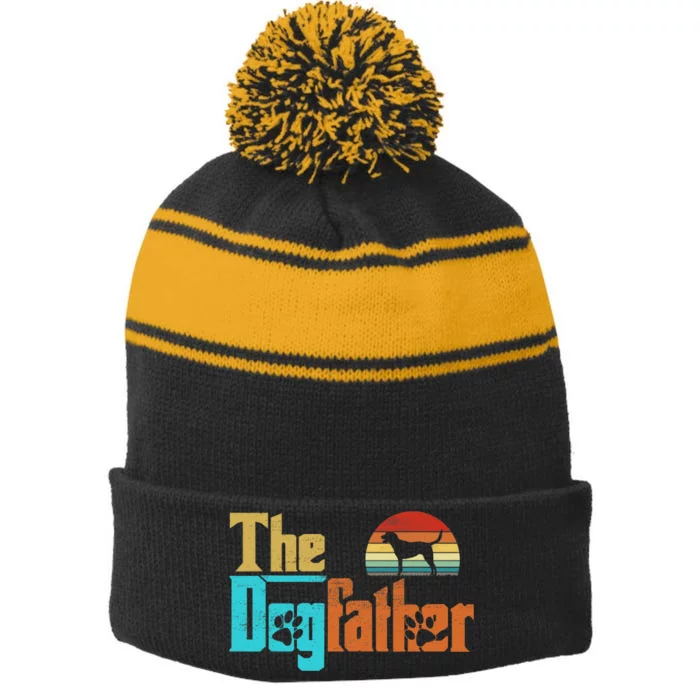 Vintage The Dogfather Goldador Dog Owner Stripe Pom Pom Beanie