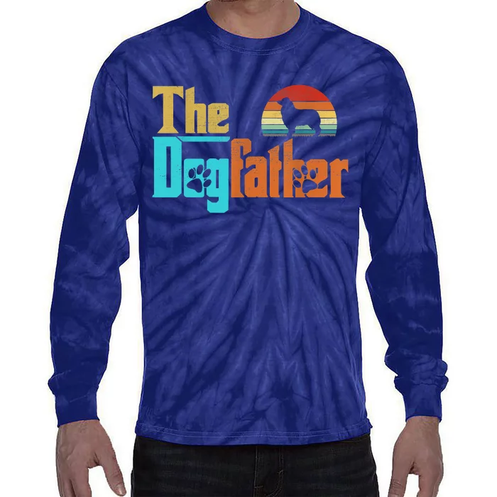 Vintage The Dogfather Australian Shepherd Dog Owner Tie-Dye Long Sleeve Shirt