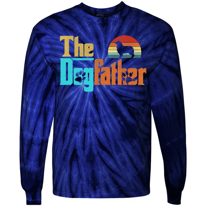 Vintage The Dogfather Australian Shepherd Dog Owner Tie-Dye Long Sleeve Shirt