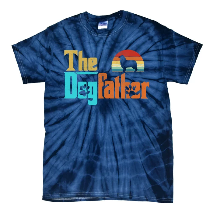 Vintage The Dogfather Australian Shepherd Dog Owner Tie-Dye T-Shirt