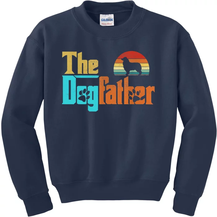 Vintage The Dogfather Australian Shepherd Dog Owner Kids Sweatshirt