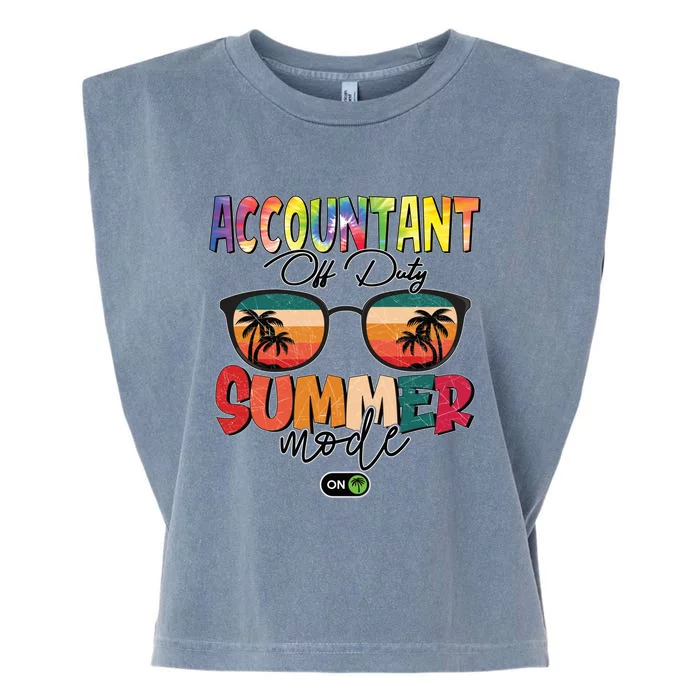 Vintage Tie Dye Accountant Off Duty Summer Vacay Mode On Gift Garment-Dyed Women's Muscle Tee