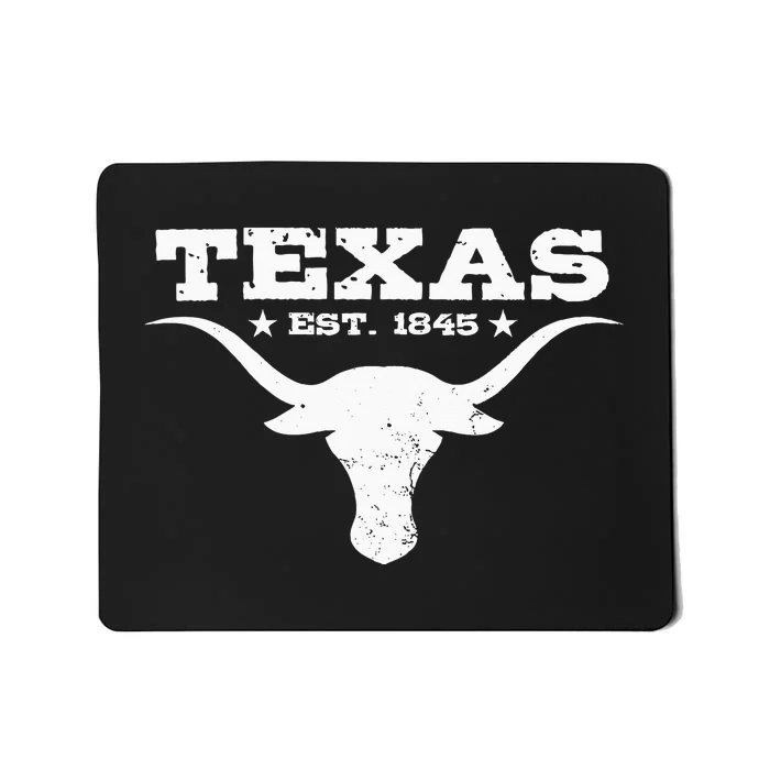 Vintage Texas Distressed Est. 1845 Longhorn Bull = Mousepad