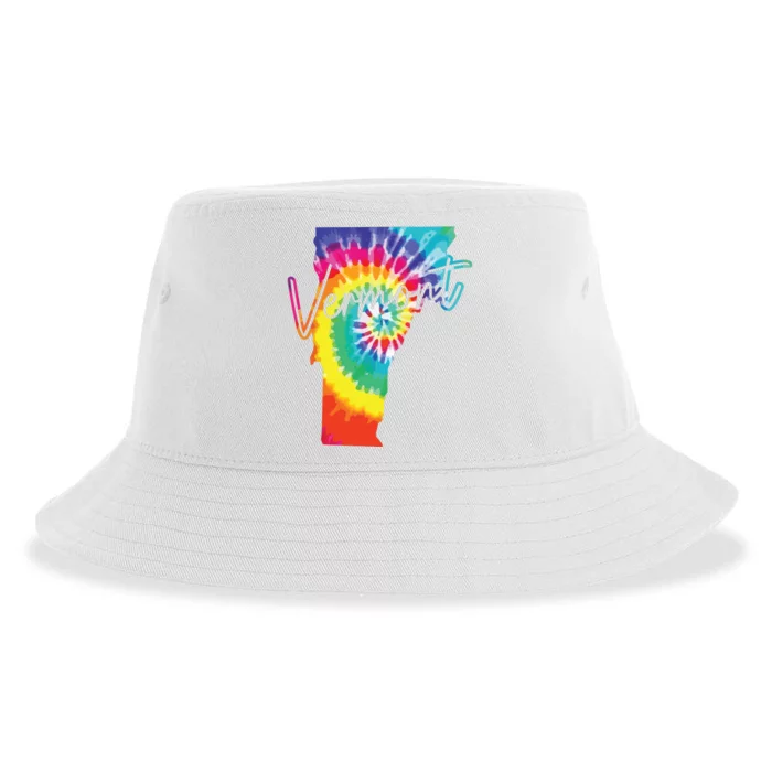 Vermont Tie Dye State Map Pride Hippie Vintage Retro Sustainable Bucket Hat