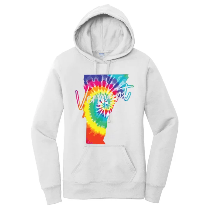 Vermont Tie Dye State Map Pride Hippie Vintage Retro Women's Pullover Hoodie