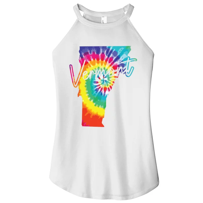 Vermont Tie Dye State Map Pride Hippie Vintage Retro Women’s Perfect Tri Rocker Tank