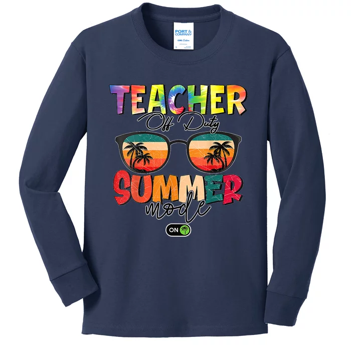 Vintage Tie Dye Teacher Off Duty Last Day Of School Summer Kids Long Sleeve Shirt