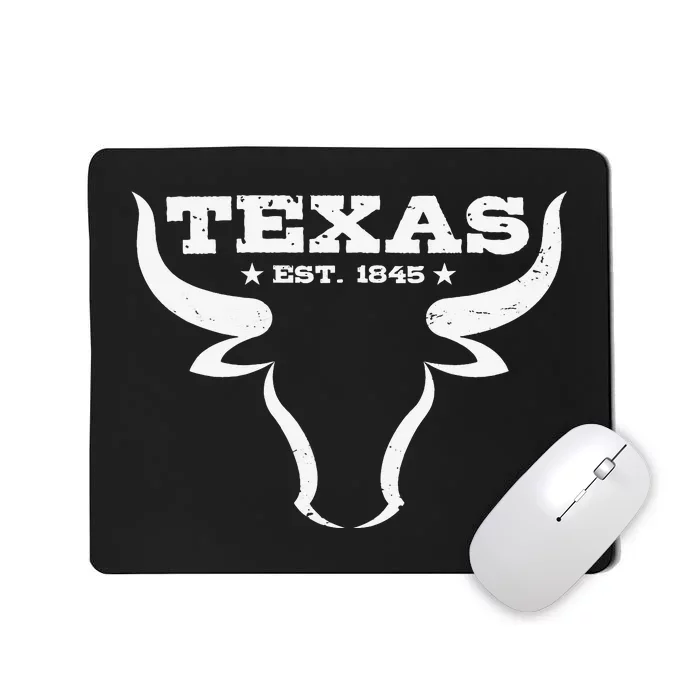 Vintage Texas Distressed Est. 1845 Longhorn Bull (1) Mousepad