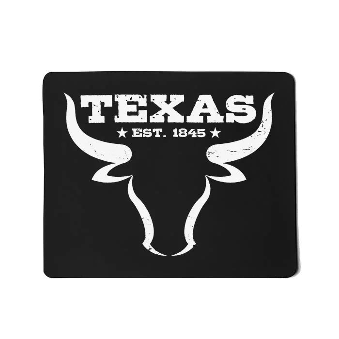 Vintage Texas Distressed Est. 1845 Longhorn Bull (1) Mousepad