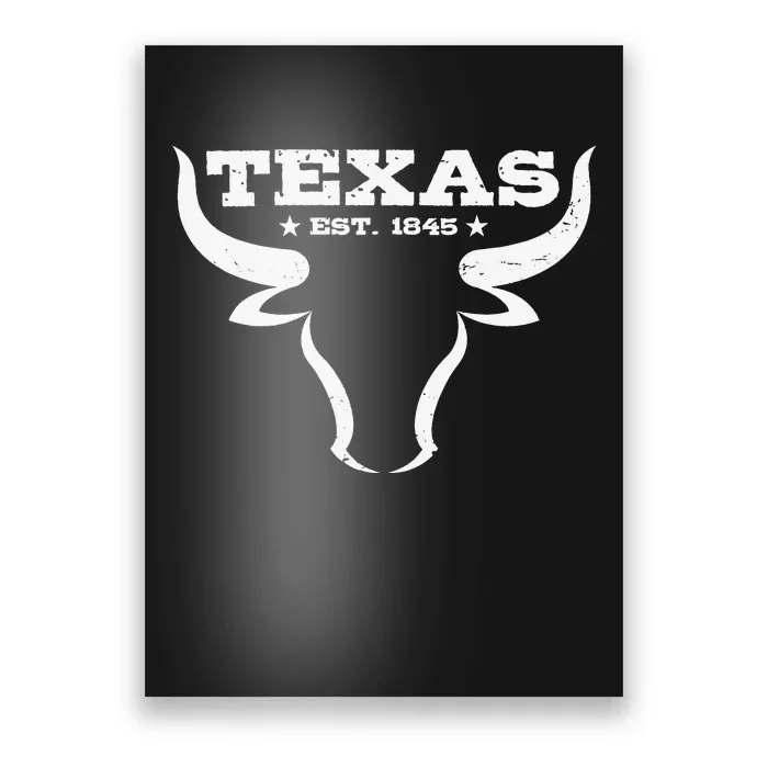 Vintage Texas Distressed Est. 1845 Longhorn Bull (1) Poster