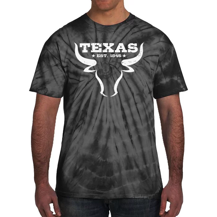 Vintage Texas Distressed Est. 1845 Longhorn Bull (1) Tie-Dye T-Shirt