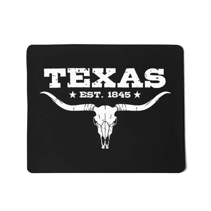 Vintage Texas Distressed Est. 1845 Longhorn Bull Mousepad