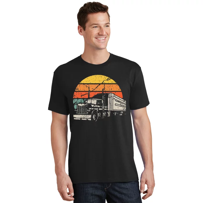 Vintage Truck Driver Gift Retro Sun Driving Trucker T-Shirt