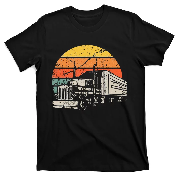 Vintage Truck Driver Gift Retro Sun Driving Trucker T-Shirt