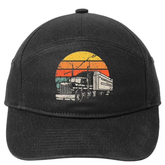 Vintage Truck Driver Gift Retro Sun Driving Trucker 7-Panel Snapback Hat