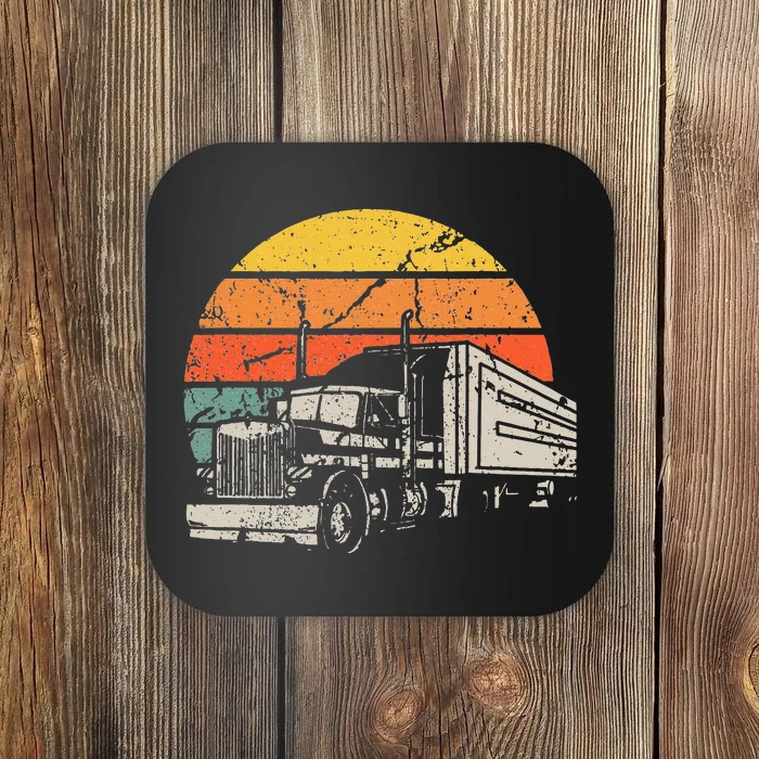 Vintage Truck Driver Gift Retro Sun Driving Trucker Coaster