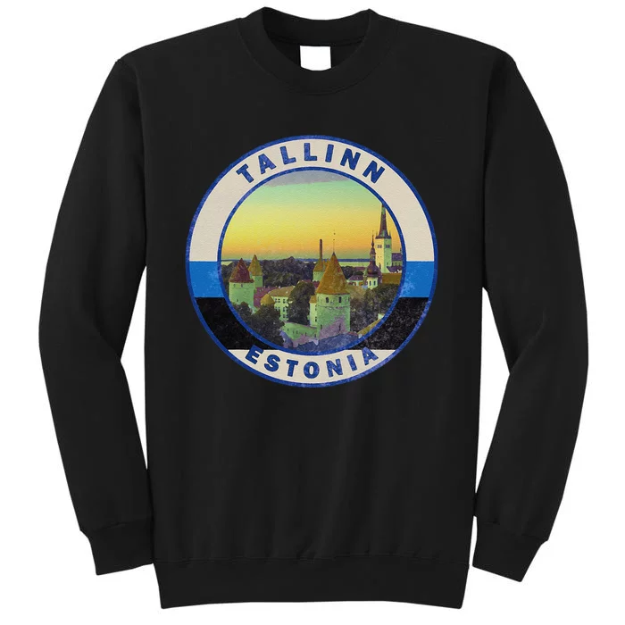 Vintage Tallinn Estonia Retro European City Tall Sweatshirt