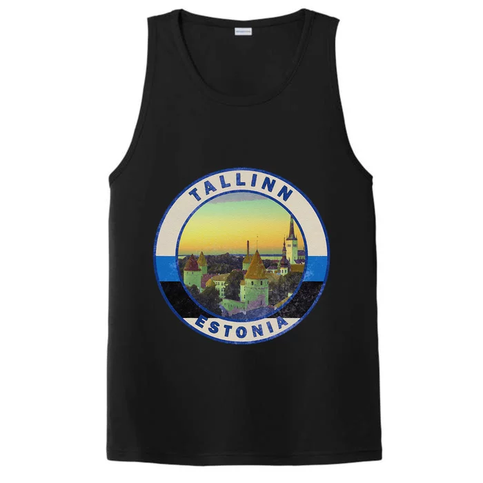 Vintage Tallinn Estonia Retro European City Performance Tank