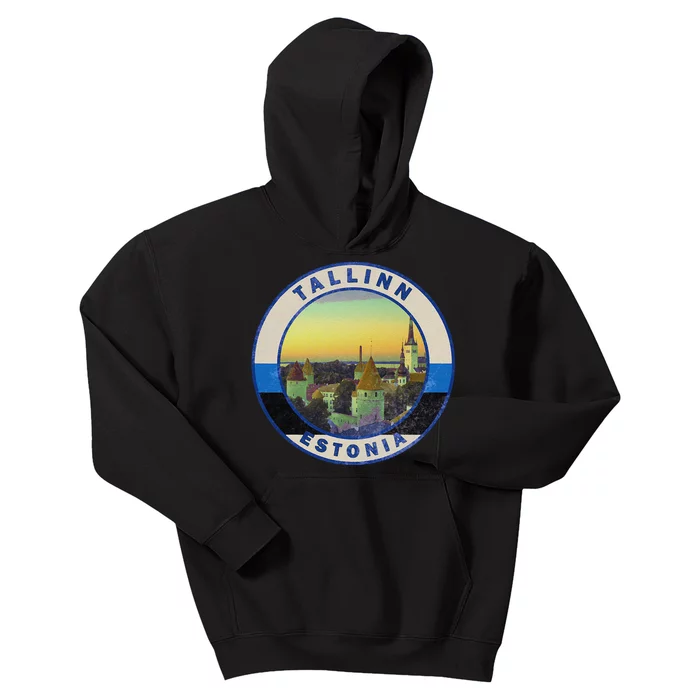 Vintage Tallinn Estonia Retro European City Kids Hoodie