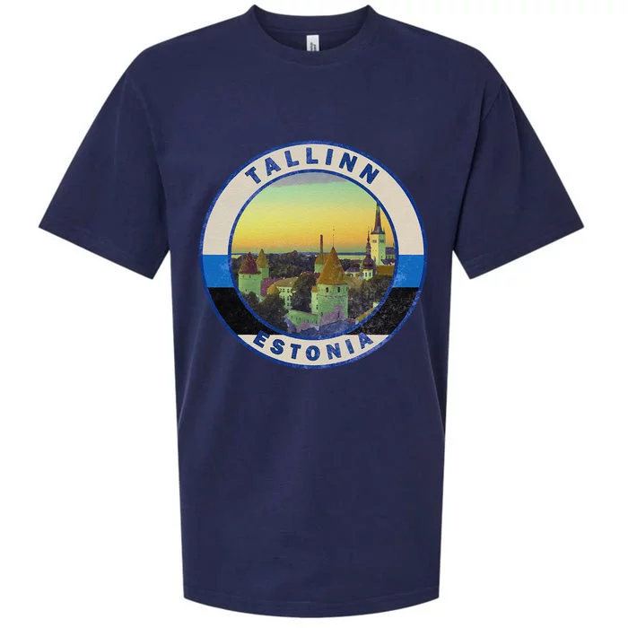 Vintage Tallinn Estonia Retro European City Sueded Cloud Jersey T-Shirt